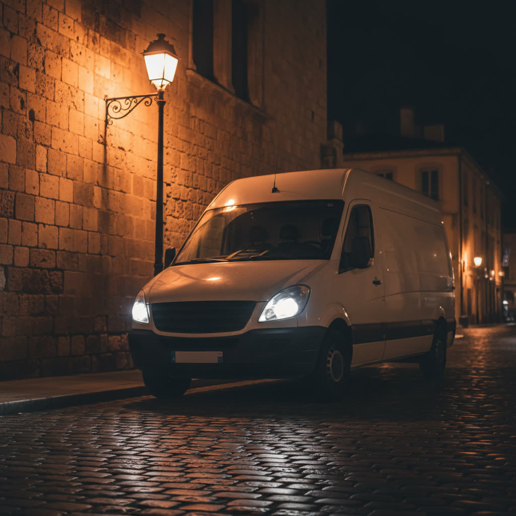 Camion d'intervention de Société Arnaud à Romilly-sur-Seine, de nuit
